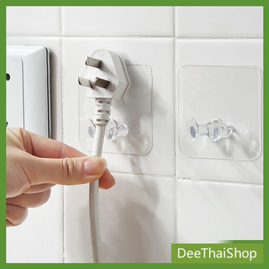 DeeThai ตะขอเขากวาง แขวนปลั๊ก ตะขอแขวนอเนกประสงค์ แบบใส ไม่ต้องเจาะ Plugs Holder