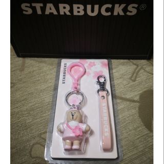 พวงกุญแจหมีซากุระสีชมพู 2019 Starbucks Korea Cherry Blossom Keychain