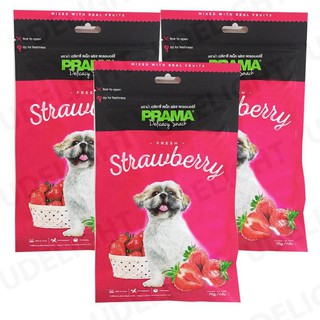 ขนมสุนัข Prama Stick รสสตอร์เบอร์รี่ 70กรัม (3 ห่อ) PRAMA Dog Treat Fresh Strawberry Dog Snack 70g (3 bags)