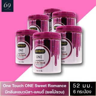 ถุงยางอนามัย 52 Onetouch ONE Sweet Romance ถุงยาง วันทัช วัน สวีท โรแมนซ์ ขนาด 52 มม. ผิวเรียบ กลิ่นผลไม้ (6 กล่อง)