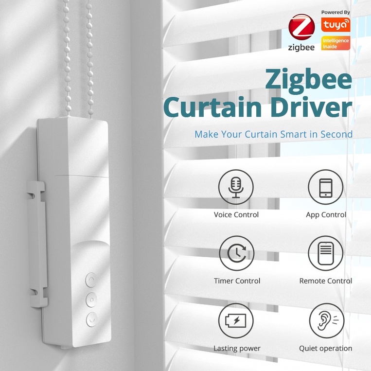 Zemismart RF/WIFI/Zigbee/Bluetooth Roller Shade Driver Smart Motorized Chain Blinds แผงพลังงานแสงอาทิตย์ มอเตอร์ม่านบังตา แบบชาร์จไฟได้, DIY มอเตอร์ม่านบังตา, Timer Alexa Echo Voice