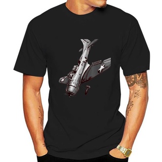 เสื้อยืดแขนสั้น คอกลม ผ้าฝ้าย พิมพ์ลาย WW2 American Dive er Warbird MBidod03FOpmhf15 สําหรับผู้ชายSize S-5XL