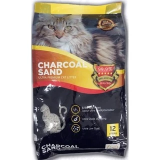 Charcoal Sand ทรายแมว Ultra Premium 12 ลิตร ปลอดฝุ่น ปลอดกลิ่น จับเป็นก้อนได้ดี