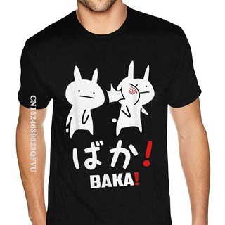 เสื้อยืดผู้ชาย เสื้อยืด พิมพ์ลายอนิเมะ Baka Rabbit Slap สไตล์ญี่ปุ่น ยุค 80 S-5XL