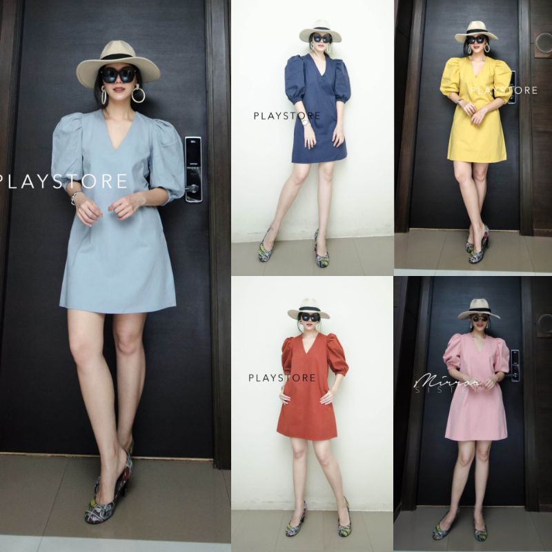 Mirrorsister #31015.13 เดรสแขนพองทรงตุ๊กตา เดรสสั้น ชุดไปงาน ชุดไปเที่ยว