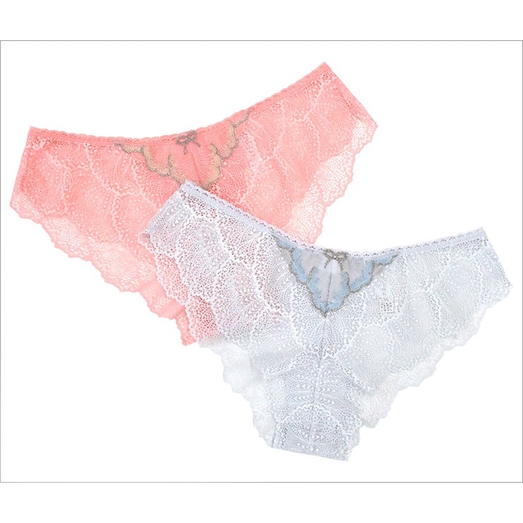 Annebra กางเกงใน ทรงบอยเลค ผ้าลูกไม้ Boyleg Panty รุ่น AU3-837 สี Silver, Light Orange