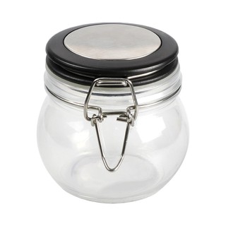 ว๊าว🍟 ขวดโหลแก้วกลมฝาสปริง S ขอบสีดำ ขวดโหล ROUND GLASS CANISTER WITH SPRING LID S BLACK