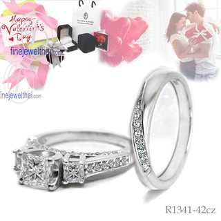 แหวนเพชร-แหวนทองคำขาว-แหวนคู่-Couple-Diamond Cz-Silver-Wedding-Ring - Valentine Gift94