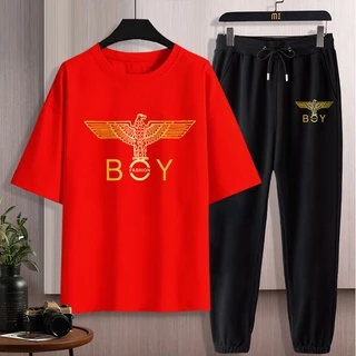 #D218+CKH218Bชุดเซ็ทเสื้อยืดแขนสั้น+กางเกงขายาว.ลายสวยแฟชั่งนานาชาติ.มีหลายสีหลายไซสีเลือกได้(S-3XL)ใส่ได้ทั้งชายและหญิง