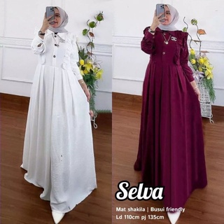 Baju GAMIS SELVA ชุดเดรสมุสลิม SHAKILA วัสดุ SHAKILA GAMIS POLOS ผู้หญิง DRES มุสลิมล่าสุด ชุดเดรสมุสลิม ปาร์ตี้ GAMIS