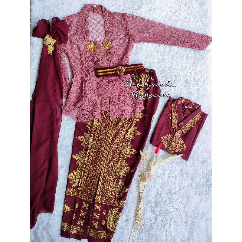 ONE SET OF KEBAYA, COUPLE KEBAYA, MODERN BATIK, KUTUBARU KEBAYA, DUSTY PING