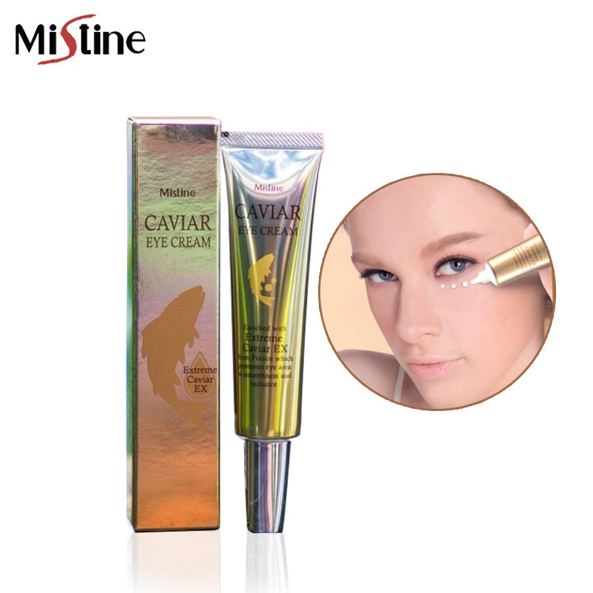 Mistine Caviar Eye Cream 15g. มิสทิน คาเวียร์ อาย ครีม ครีมบำรุงผิวรอบดวงตา ครีมบำรุงใต้ตา ครีมทาใต้ตาดำ (1 หลอด)