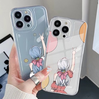 เคสโทรศัพท์มือถือ TPU ใส ทรงสี่เหลี่ยม กันกระแทก ลายเด็กผู้หญิงสวย สําหรับ Xiaomi Redmi Note 11 12 Pro 5G 11S 10 Pro 4G 10S Redmi 12C 11A 10C 9C