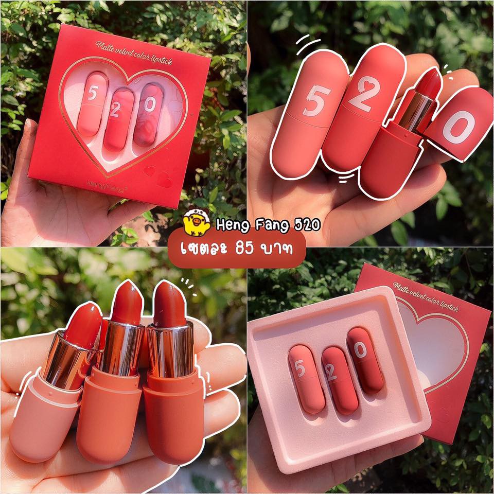 hengfang Matte velvet color lipstick set 3 Pieces