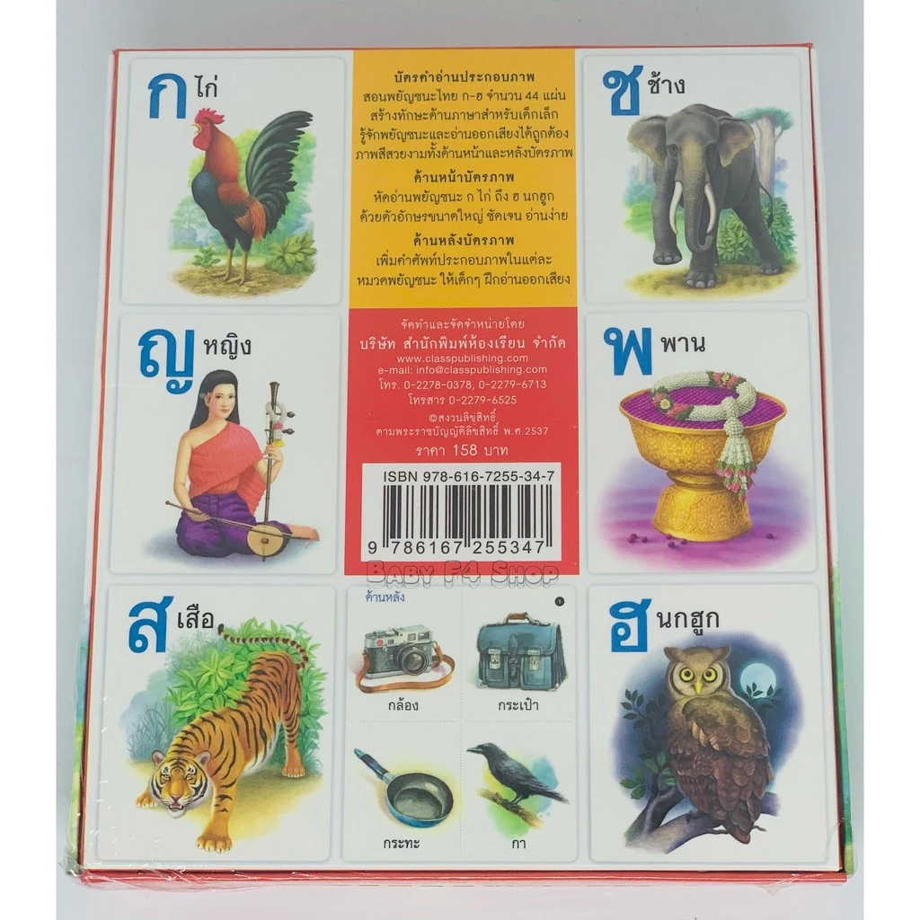 Flash Card แฟลชการ์ด บัตรคำศัพท์ บัตรคำ สอนคำศัพท์ภาษาไทย-อังกฤษ บัตรภาพ ก ไก่ ABC สัตว์ ผัก ผลไม้ thumbnail 4