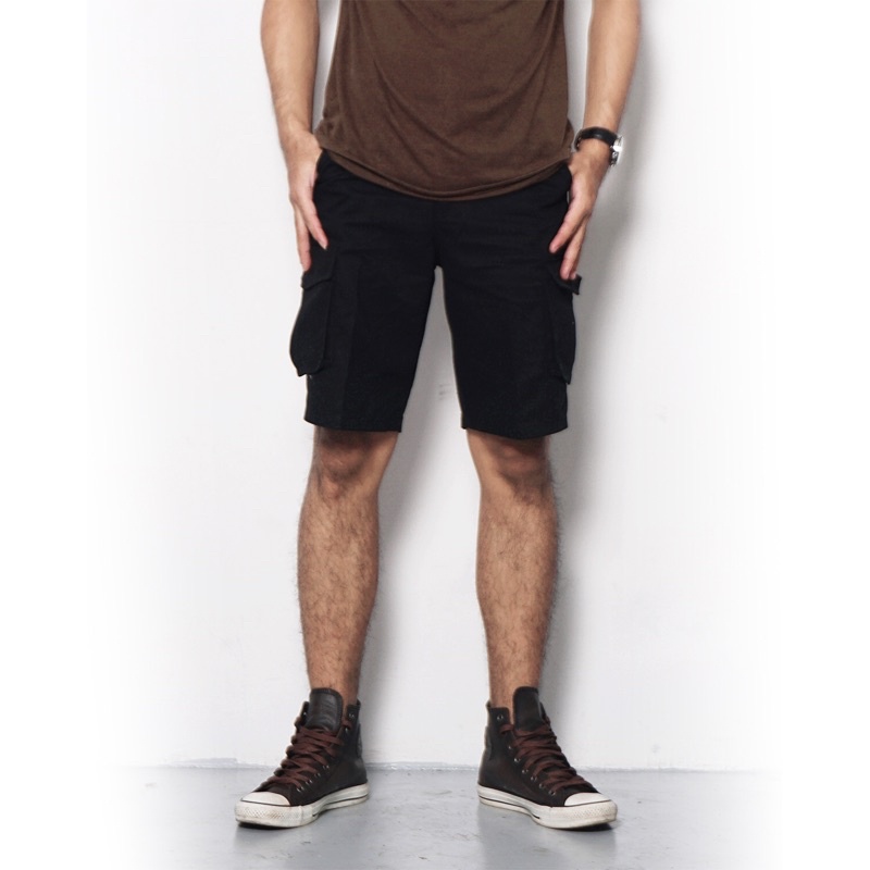 Hitam Roxo - Cargo Short Pants Black / Mens Black Cargo Short Pants
