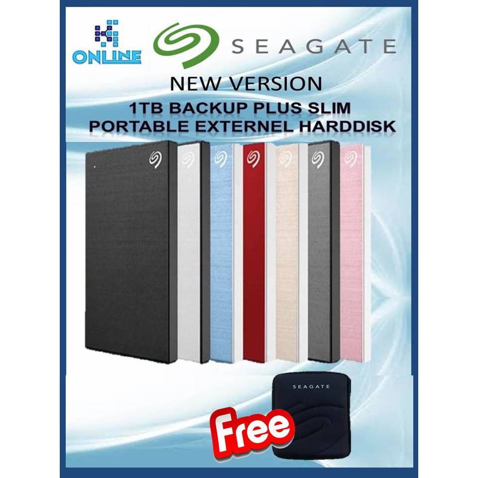 SEAGATE 1TB BACKUP PLUS SLIM PORTABLE EXTERNAL HARD DISK DRIVE HDD (USB ...