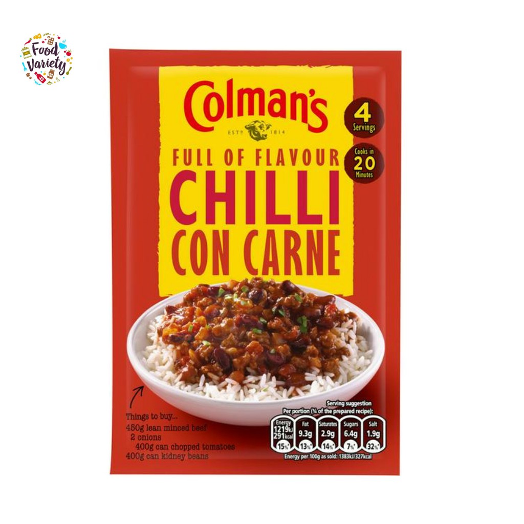 Colman’s Chilli Con Carne Seasoning Mix 50g Colman’s ชิลีคอนคาร์เน เครื่องปรุงรสแบบผสม 50g