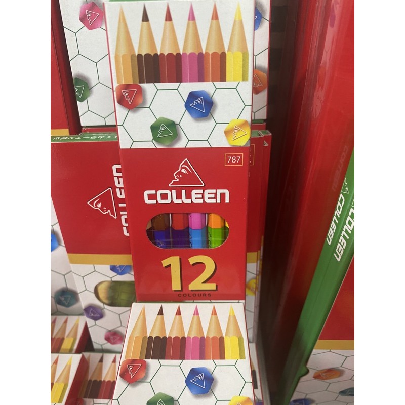 สีไม้คอลลีน 12สี 2หัว6แท่งเนื้อสีสด เนียน และอ่อนนุ่มทำให้เขียนลื่น ระบายง่าย