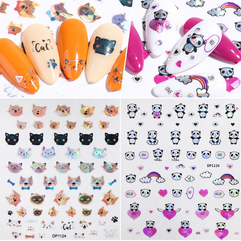 Cute Japanese and Korean Style 4D Nail Stickers; Cartoon, Cupid, Cats and  Dogs, Lucky Cat, Panda, Princess Nail Laser Stickers; Laser Two-color Cat,  Dog Head, Monkey Nail Self-adhesive Paper | Shopee Thailand