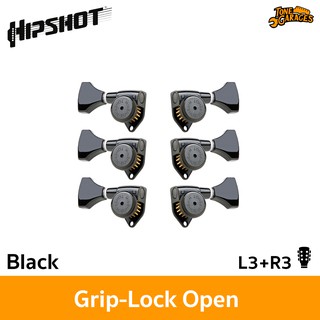 Hipshot Grip-Lock Open ลูกบิดกีต้าร์ ล็อคสาย สี Black 3+3 (6K2GL0B)