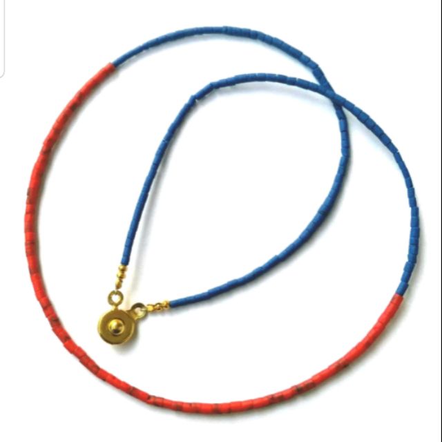 สร้อยคอหินลาพิสลาซูลี่และหินปะการัง Lapis Lazuli and Coral Necklace ราคา ถูกที่สุด ดีลบีเคเค