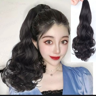 วิกผมห้างม้าสีดำธรรมชาติ50เซนผมห้างม้า🥰ผมยาวลอนใหญ่วิกผมลอนใหญ่