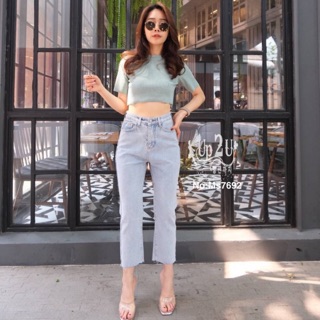 Mystyle jeans 👖กางเกงยีนส์ผู้หญิง 💋เอวสูง ทรงบอย ผ้าไม่ยืด ไซส์ M,L,XL  MS7692