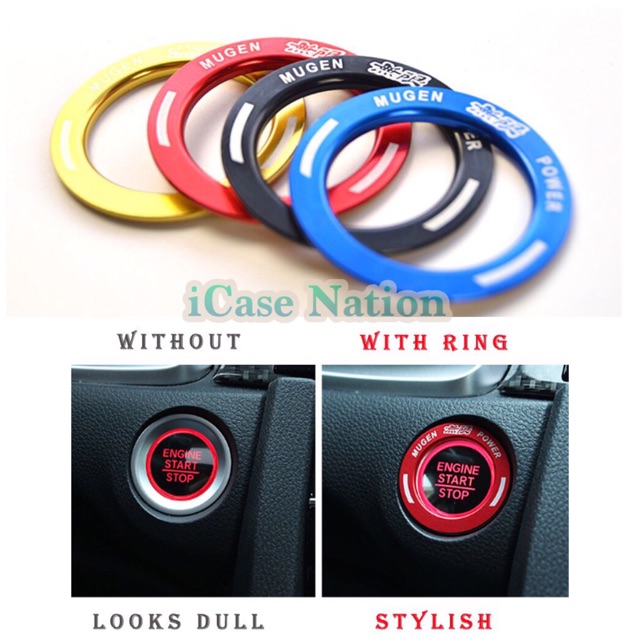 แหวนโลหะปุ่ม Honda Mugen Push Start สําหรับ Civic CRV Accord City HRV Jazz BRV HRV
