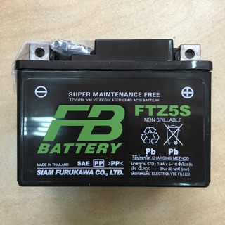 แบตเตอรี่แห้ง FB5/FTZ5S สำหรับรถมอเตอร์ไซต์ประเภทสตาร์ทด้วยมือ (Motor Start)