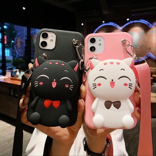 เคสโทรศัพท์มือถือ ลายการ์ตูนแมวนําโชค พร้อมสายคล้อง สําหรับ Samsung A32 4G 5G A10s A20s M30s M31 A51 A71 A21 A31 A41 A21s M51 A42 A12 A52 A72 A32 A02 A22