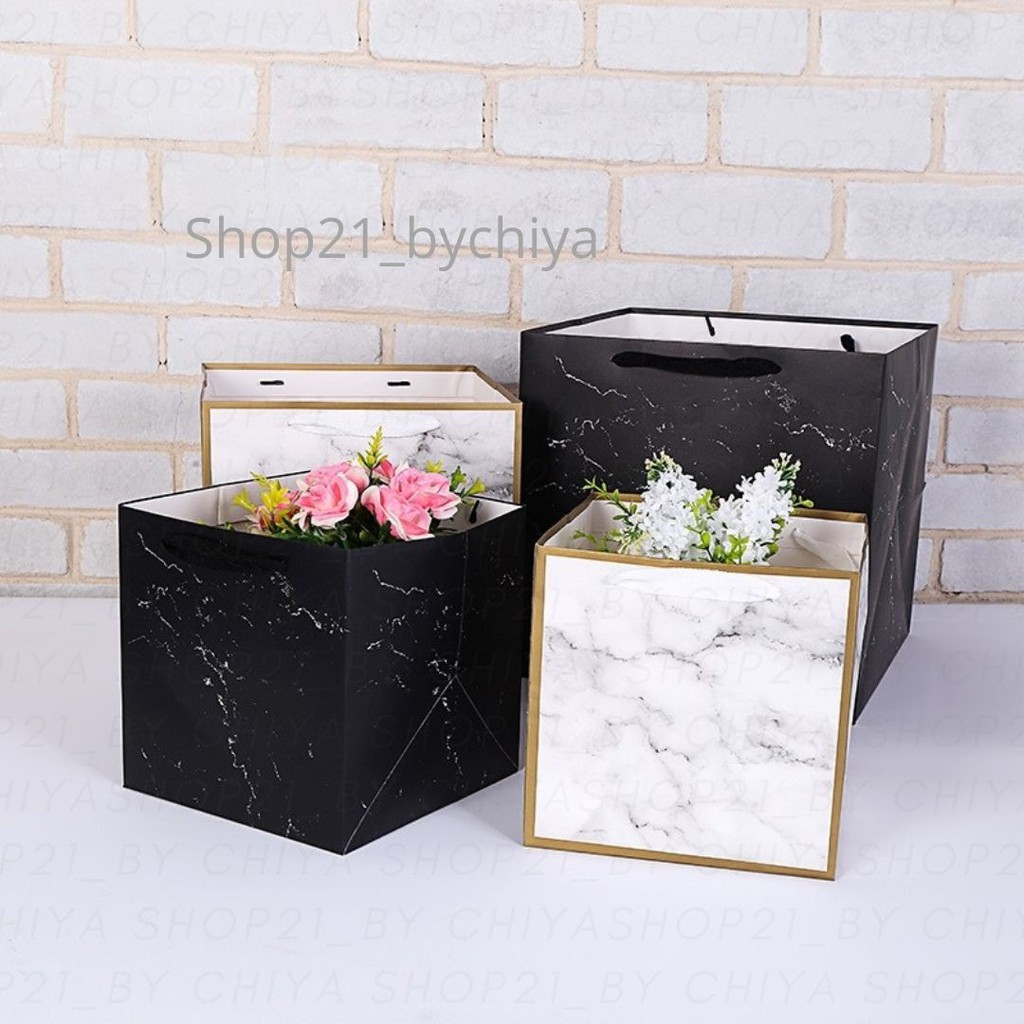 •พร้อมส่ง• ถุงก้นกว้าง ถุงใส่เค้ก ลายหินอ่อน