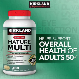 (Exp 02/2024) Kirkland Signature Adult 50+ Mature Multi Vitamins &amp; Minerals, 400 Tablets วิตามินรวม สำหรับผู้สูงอายุ 50+