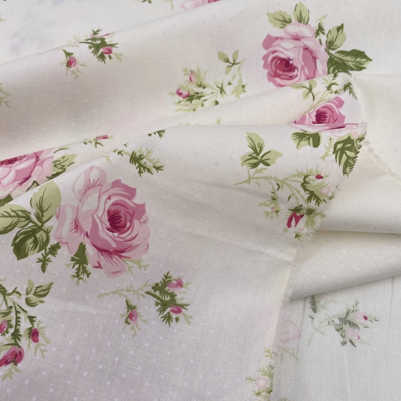 กว้าง 60 ''/160 ซม. ผ้าฝ้ายหวี,ดอกกุหลาบสไตล์ผ้าฝ้ายสิ่งทอลายทแยงผ้าผ้าฝ้ายเสื้อผ้าทําด้วยมือผ้า - รูปที่ 2
