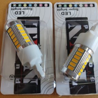 LED 33 ชิพ หลอดไฟเลี้ยว กระพริบเร็ว  T20 ขั้วเสียบ12vสีเหลืองอำพัน 1คู่  ส่งด่วนทั่วไทย