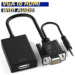 สายเคเบิลแปลง 1080P Full HD VGA เป็น HDMI พร้อมเอาต์พุตเสียง VGA ตัวผู้ เป็น HDMI ตัวเมีย สําหรับโปรเจคเตอร์แล็ปท็อป PS4 PC