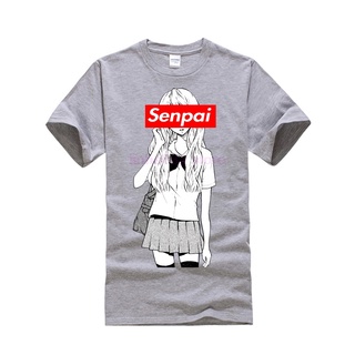 เสื้อแฟชั่นผญ - เสื้อยืดผู้ชาย Senpai อะนิเมะสาวเนิร์ดตลกทีเมอร์เซเด้