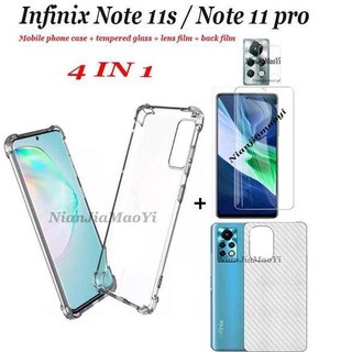 4in1 เคสโทรศัพท์มือถือแบบใส สําหรับ infinix Note 11pro Note 11s Note 10 10pro NFC Note 7 Note 8