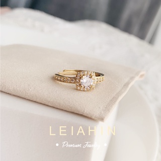 LEIAHIN เครื่องประดับแฟชั่นแหวนทอง 18K สำหรับผู้หญิง