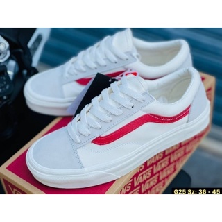 🛒😈Vans old skool(A+)พร้อมกล่อง(สีขาวครีมแถบแดง)🛍sz.36-44