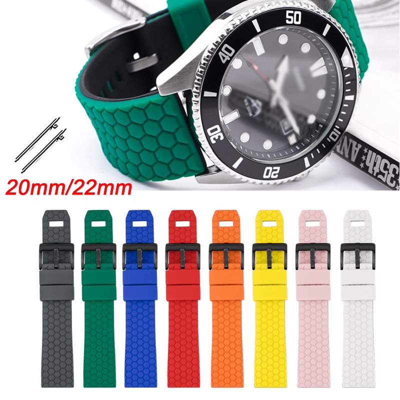 20mm 22MM Quick Release สายซิลิโคนสําหรับ Seiko Casio นาฬิกากีฬากันน้ําสีสัน Universal Band