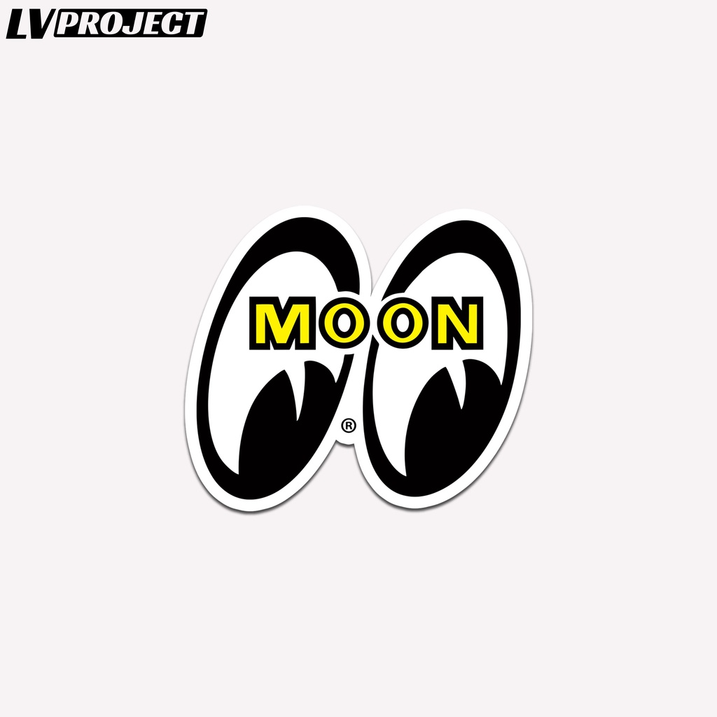 Putih Mooneyes White Vinyl Glossy Laminated Sticker Mooneyes สติ๊กเกอร์ติดหมวกกันน็อคมอเตอร์ไซค์