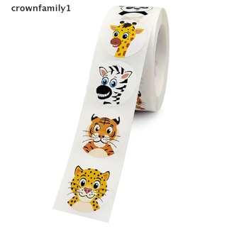 [crownfamily1] สติกเกอร์ฉลาก ลายการ์ตูนสัตว์ Diy สําหรับติดตกแต่งของขวัญเด็ก 500 ชิ้น