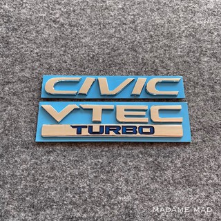 โลโก้ CIVIC VTEC TURBO สีโครเมียม (จำนวน 2 ชิ้น)