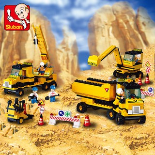 ProudNada Toys ของเล่นเด็ก ตัวต่อ รถก่อสร้าง (กล่องใหญ่สุดคุ้ม) Sluban TOWN 474 PCS M38 B9700