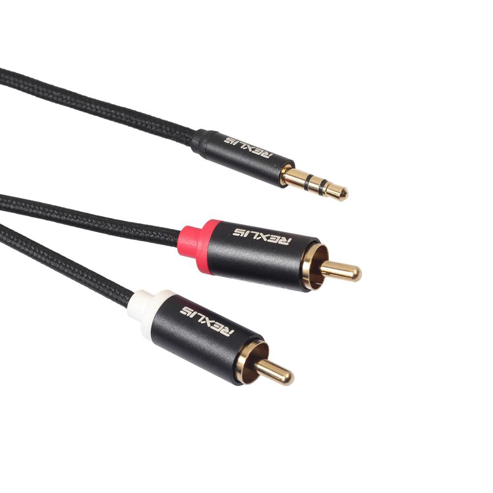 3.5mm Jack Male to 2 RCA Cotton Braided Aux Cable for Home Theater Speaker Jack Male Speaker #7