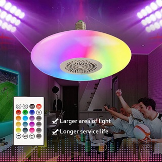 Gbkof E27 RGB หลอดไฟเพดาน LED เรืองแสง ลําโพงบลูทูธ UFO RGB หลอดไฟกระพริบ สีสันสดใส เล่นเพลง 24W หรี่แสงได้ ไร้สาย ตกแต่งโคมไฟ ควบคุมด้วยแอพ รีโมตคอนโทรล