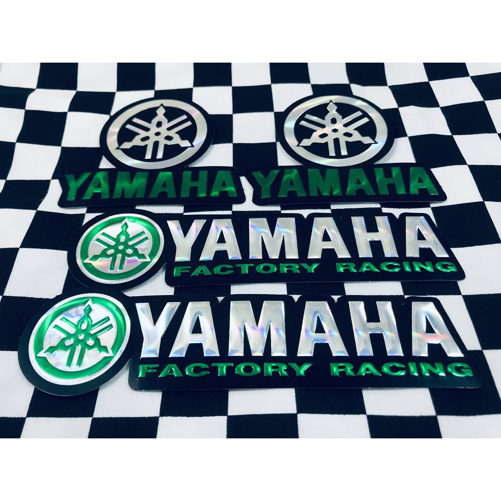 สติ๊กเกอร์ Yamaha Sticker สติกเกอร์ สีเขียว แต่งรถ ติดรถ โลโก้ Logo 3D ตัวนูน มอเตอร์ไซค์ ยามาฮ่า Fino mslaz yzf r15