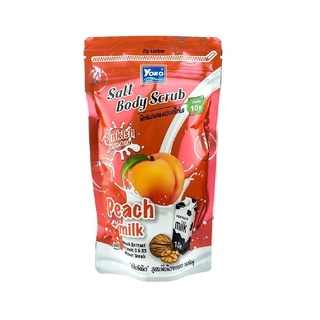 Yoko Gold Salt Body Scrub Peach + Milk : โยโกะ โกลด์ เกลือขัดผิว พีชผสมนมฮอกไกโด x 1 ชิ้น @beautybakery