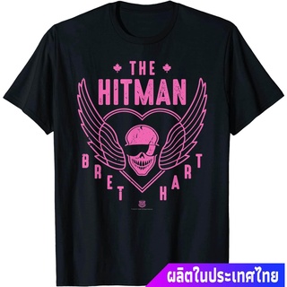 มวยปล้ำอาชีพ มวย มวยปล้ำลีก อเมริกา WWE The Hitman Bret Hart 1 Color Skull T-Shirt คอกลม แฟชั่น ผ้าฝ้ายแท้ เสื้อยืด ผ้าฝ